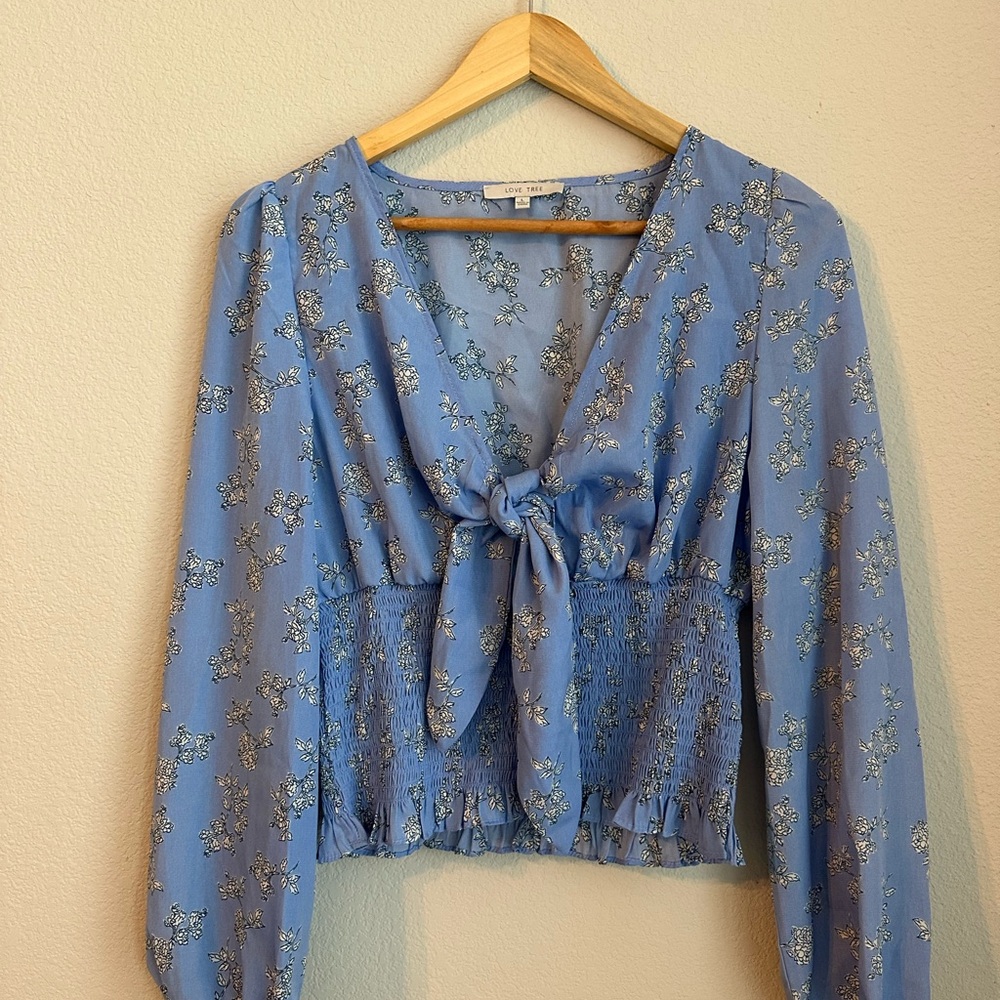 Love Tree Floral Blue Women’s Top